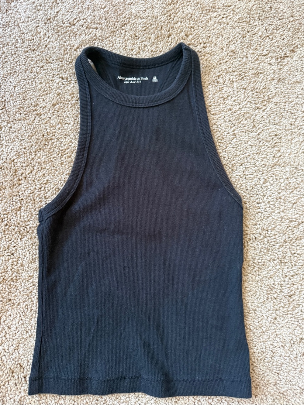Abercrombie & Fitch Black Ribbed High-Neck Tank